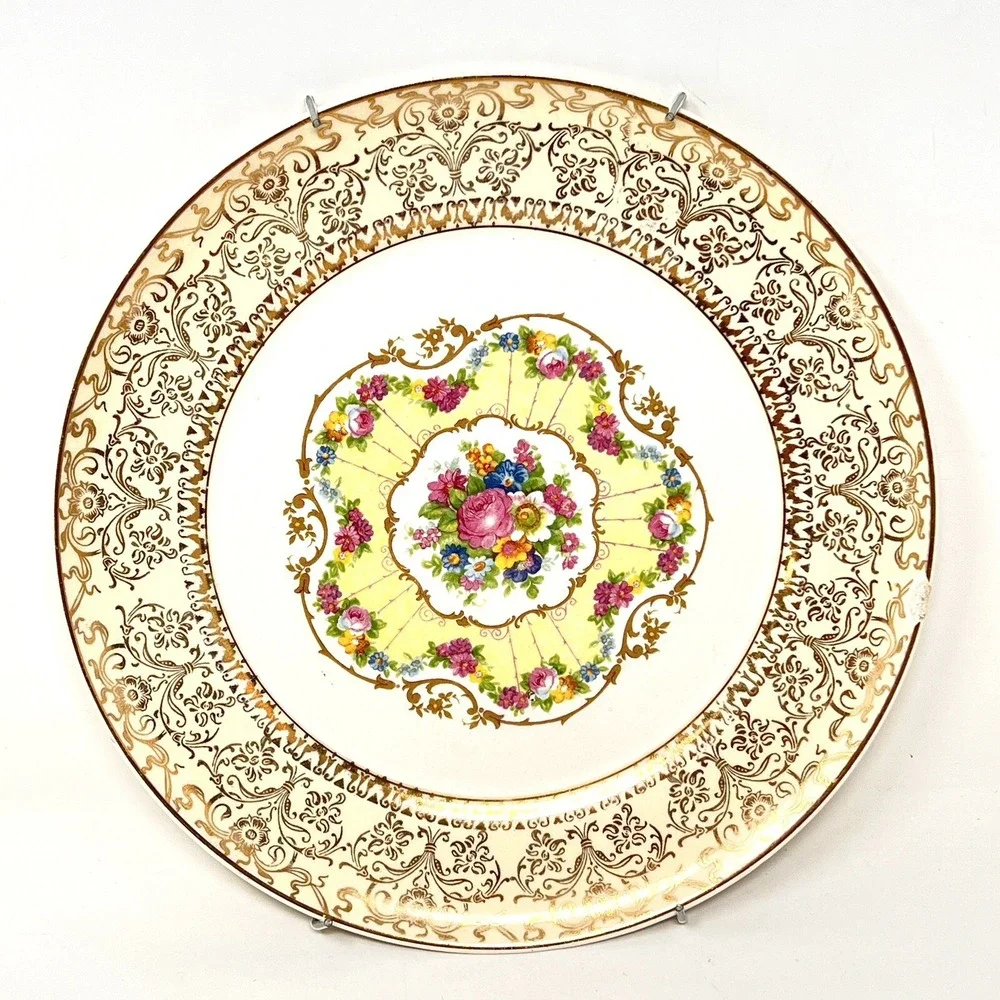 Candle Light American Limoges‎ Warranted 22k Gold Royal Delight Brocade Vintage